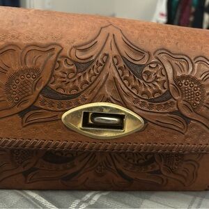 Brown Embossed Leather handbag vintage